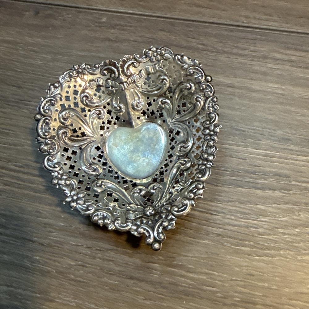 Chantilly by Gorham #956 Sterling Silver Heart Shaped Candy Dish Vintage